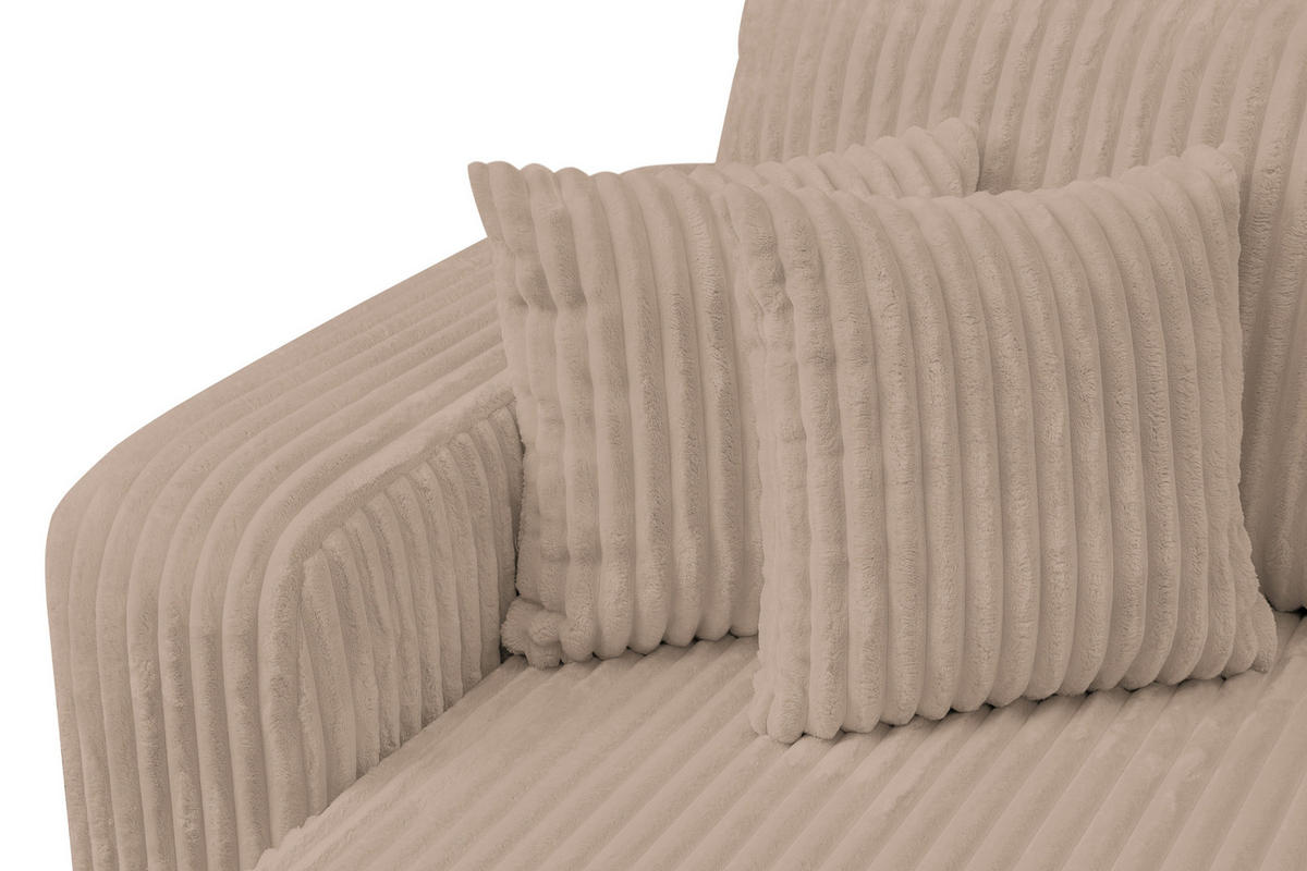 ECKSOFA Tilly, Eckcouch in L-Form mit Schlaffunktion und Bettkasten, Farbe: Braun, Cordstoff, Ottomane Universal - Braun, Textil (244/142cm) - VENASI MÖBEL