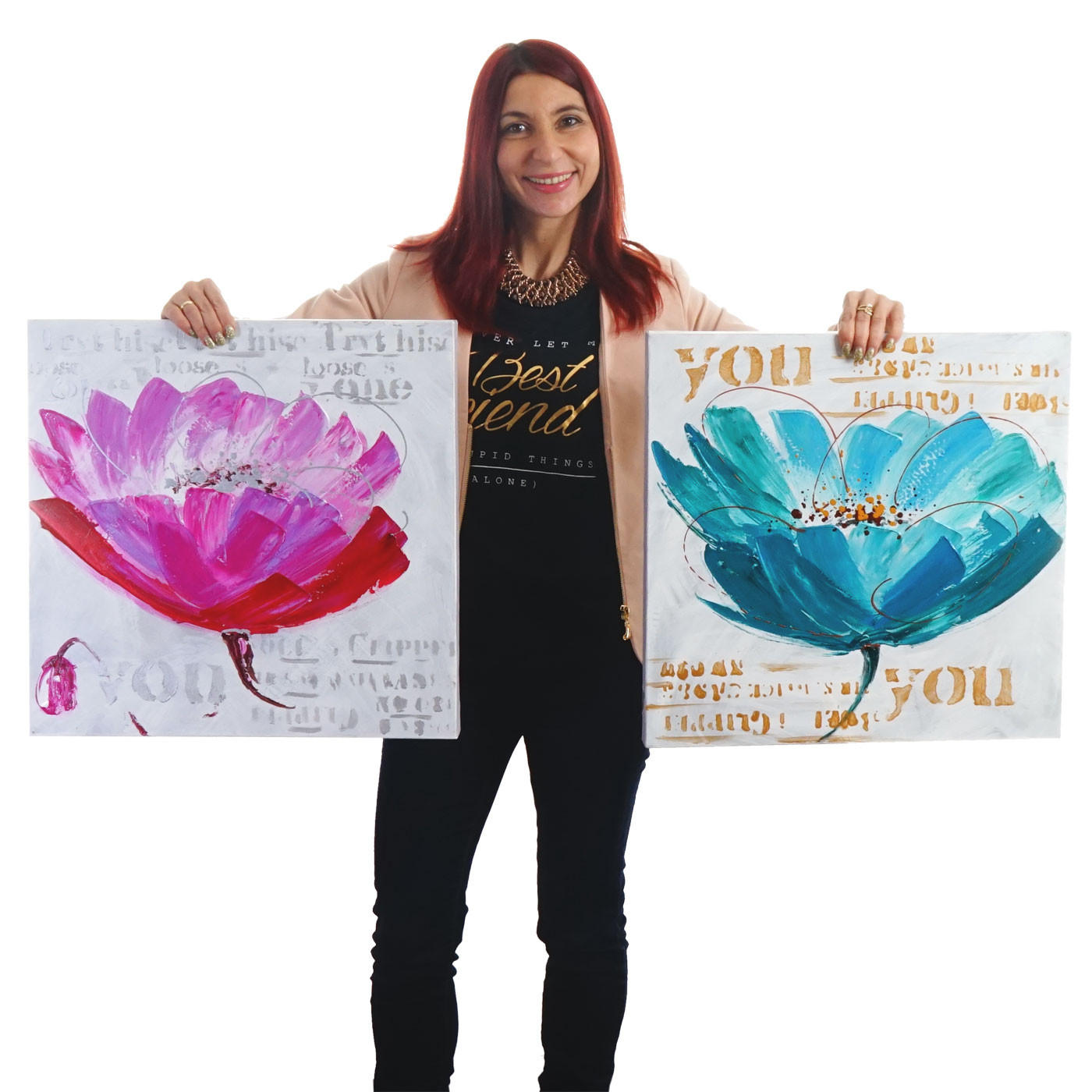 ÖLGEMÄLDE ORCHIDEE HANDGEMALT Mehrfarbig - Multicolor, Textil (50/100cm) - MCW