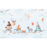 VLIESTAPETE Gentle friends, Tiere und Luftballons, 4 m x 248 cm, Mehrfarbig - Multicolor, Papier (248/400cm) - Lilipinso