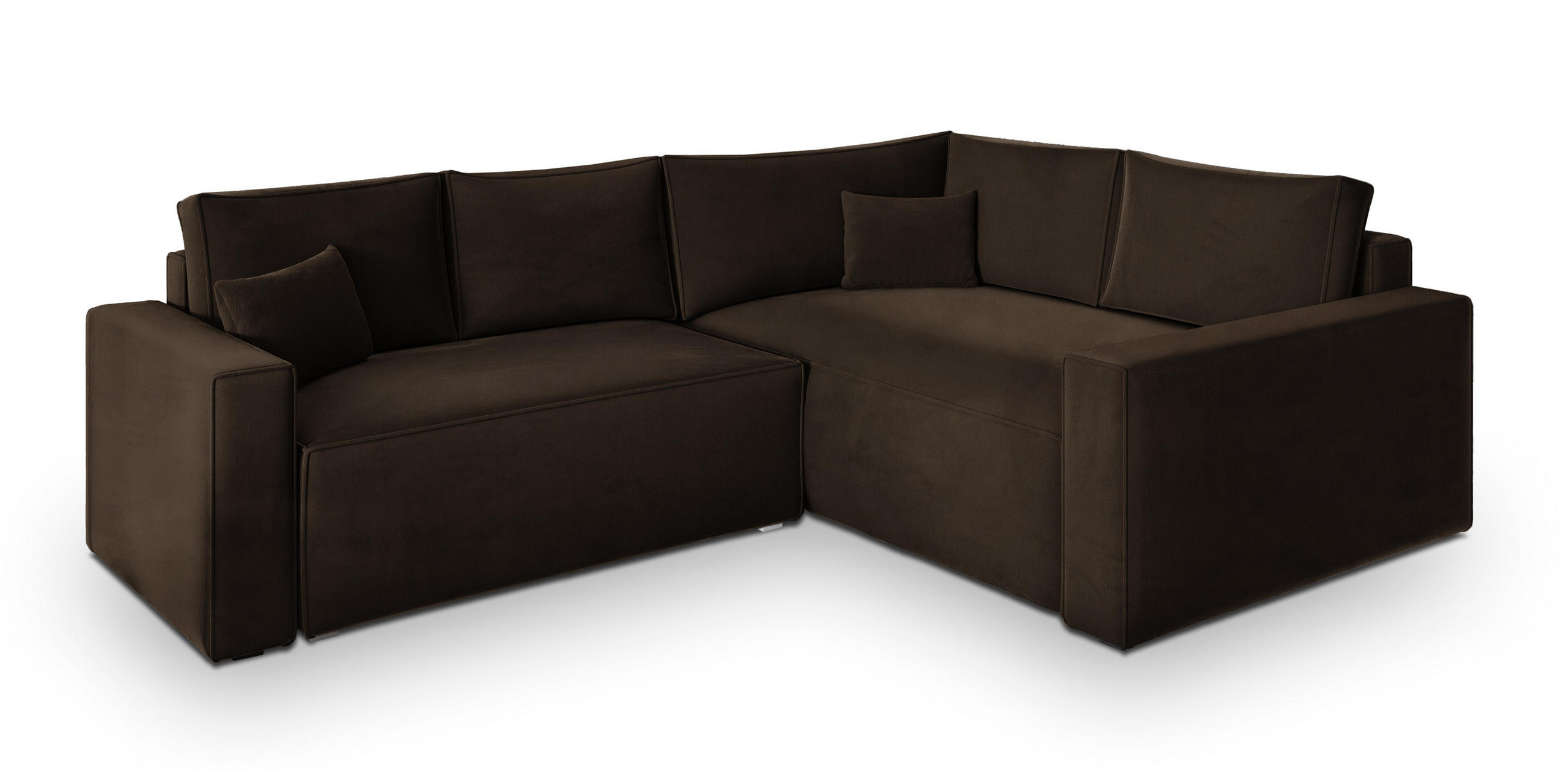 ROHOVÁ SEDAČKA ERONIS hnědá - šedá/hnědá, dřevo/textil (265/194cm) - MASSENO