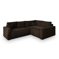 ROHOVÁ SEDAČKA ERONIS hnědá - šedá/hnědá, dřevo/textil (265/194cm) - MASSENO