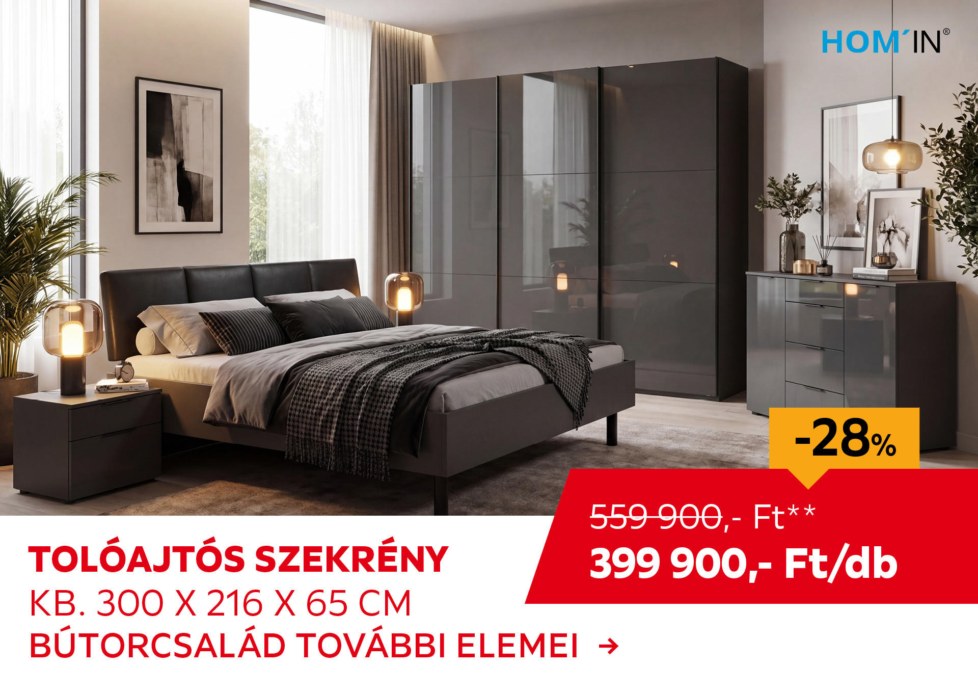 TOLÓAJTÓS SZEKRÉNY kb. 300x216x65 cm Kiemelt termék 559900 Ft.- helyett 399900 Ft.-