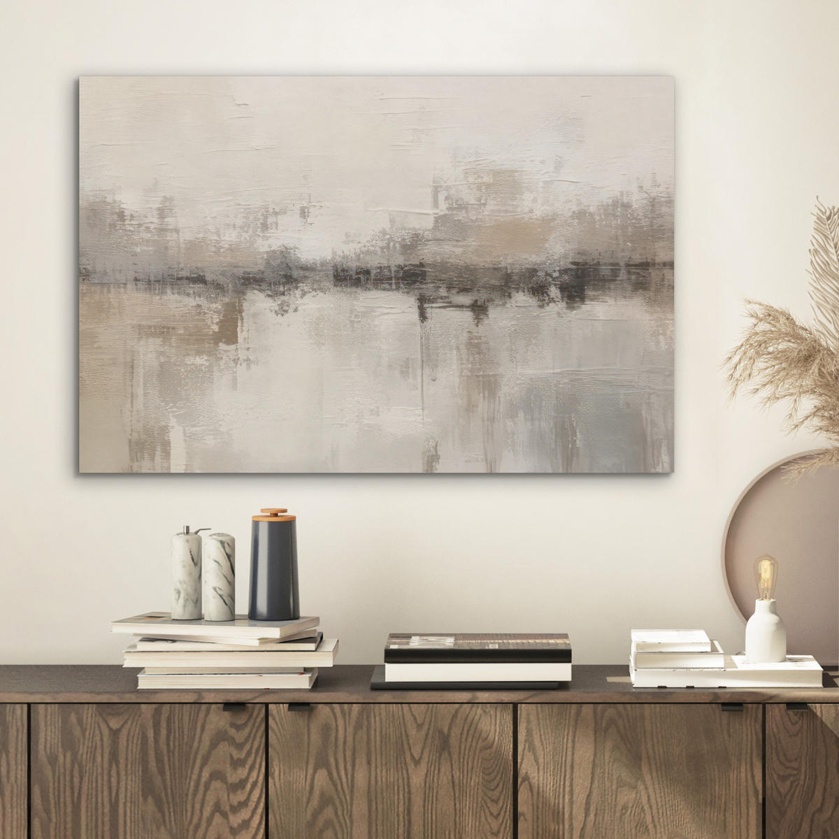 AKUSTIKBILD Moderne Kunst - Abstrakt - Beige Wanddeko 70x50 cm - Beige, Kunststoff (70/50/0.9cm) - MuchoWow