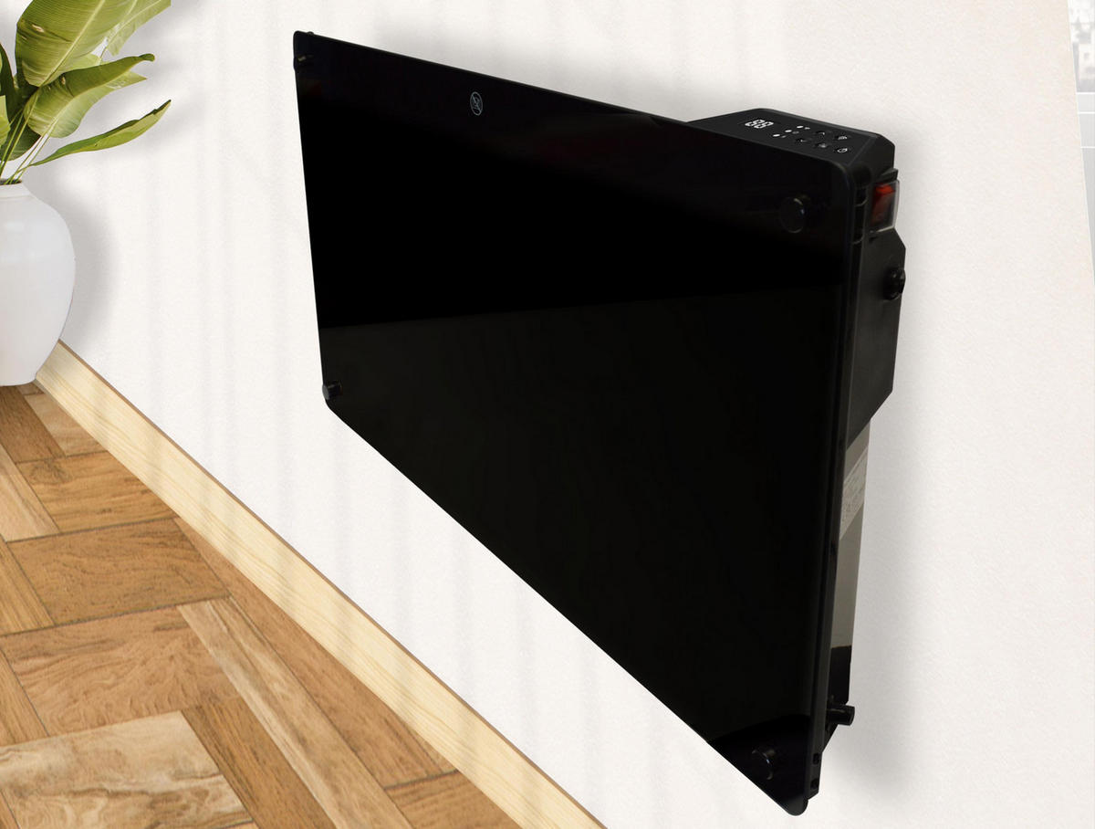 HEIZKÖRPERPANEEL Schwarz mit Glasscheibe und WiFi-App-Steuerung 2000 W - Schwarz, Keramik (84/40/12cm) - Purline