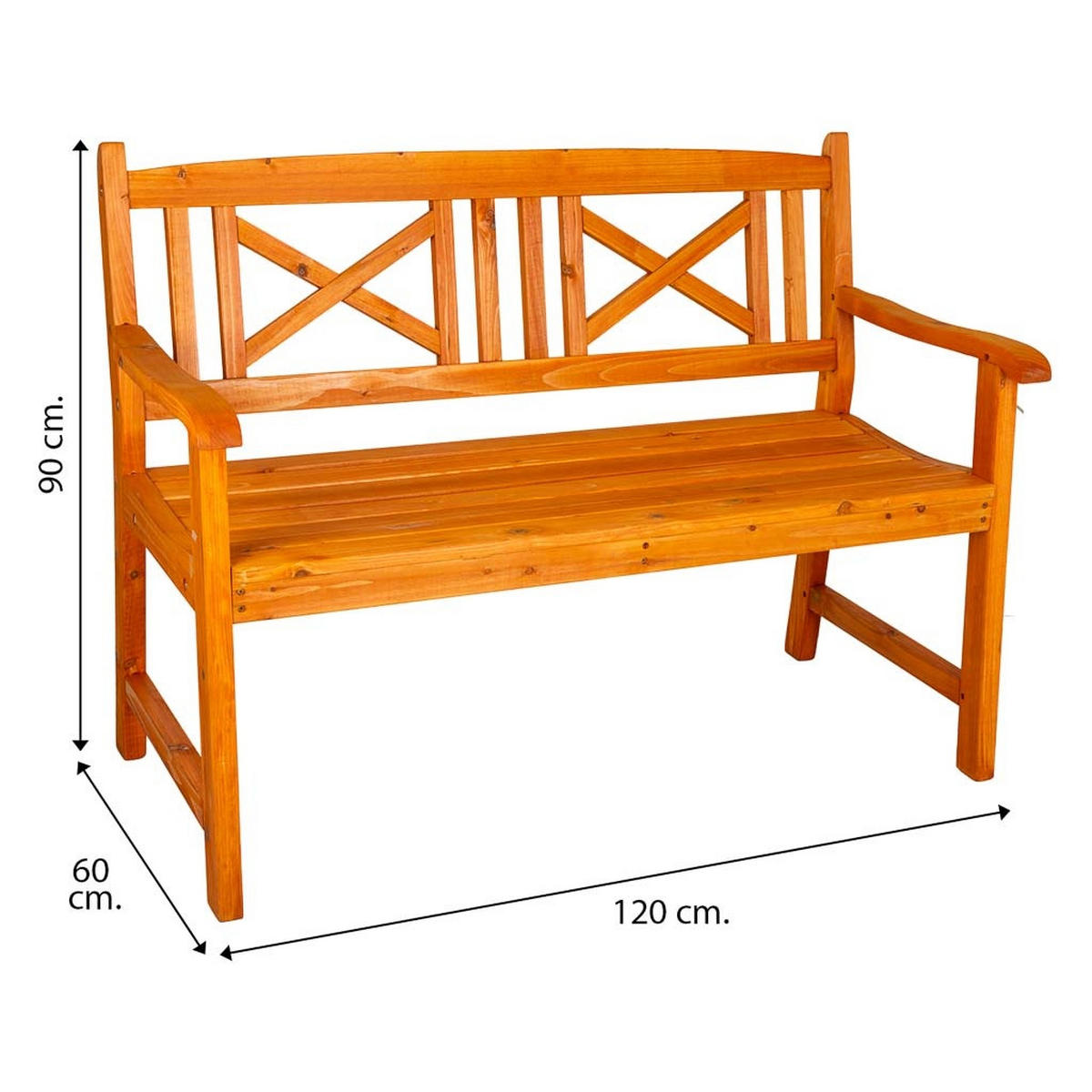 BANK aus Holz, 120x60x90cm - Orange, Holz (120/68/65cm) - Wanderlust