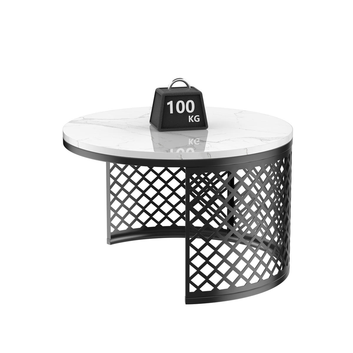 COUCHTISCH Wohnzimmertisch für couch Sofatisch mit Haustierbereich und Haustiermatte, mit Marmorstruktur, bis 400 °C - Schwarz, Holzwerkstoff/Metall (70/70/45cm) - STILVORA