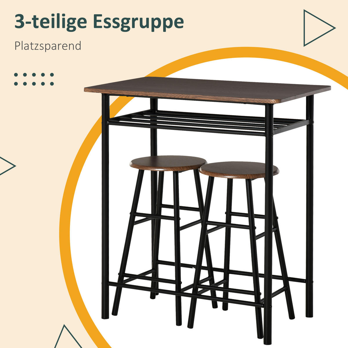 BARTISCH mit Barhocker Set - Schwarz, Holzwerkstoff (50/90/80cm) - HOMCOM
