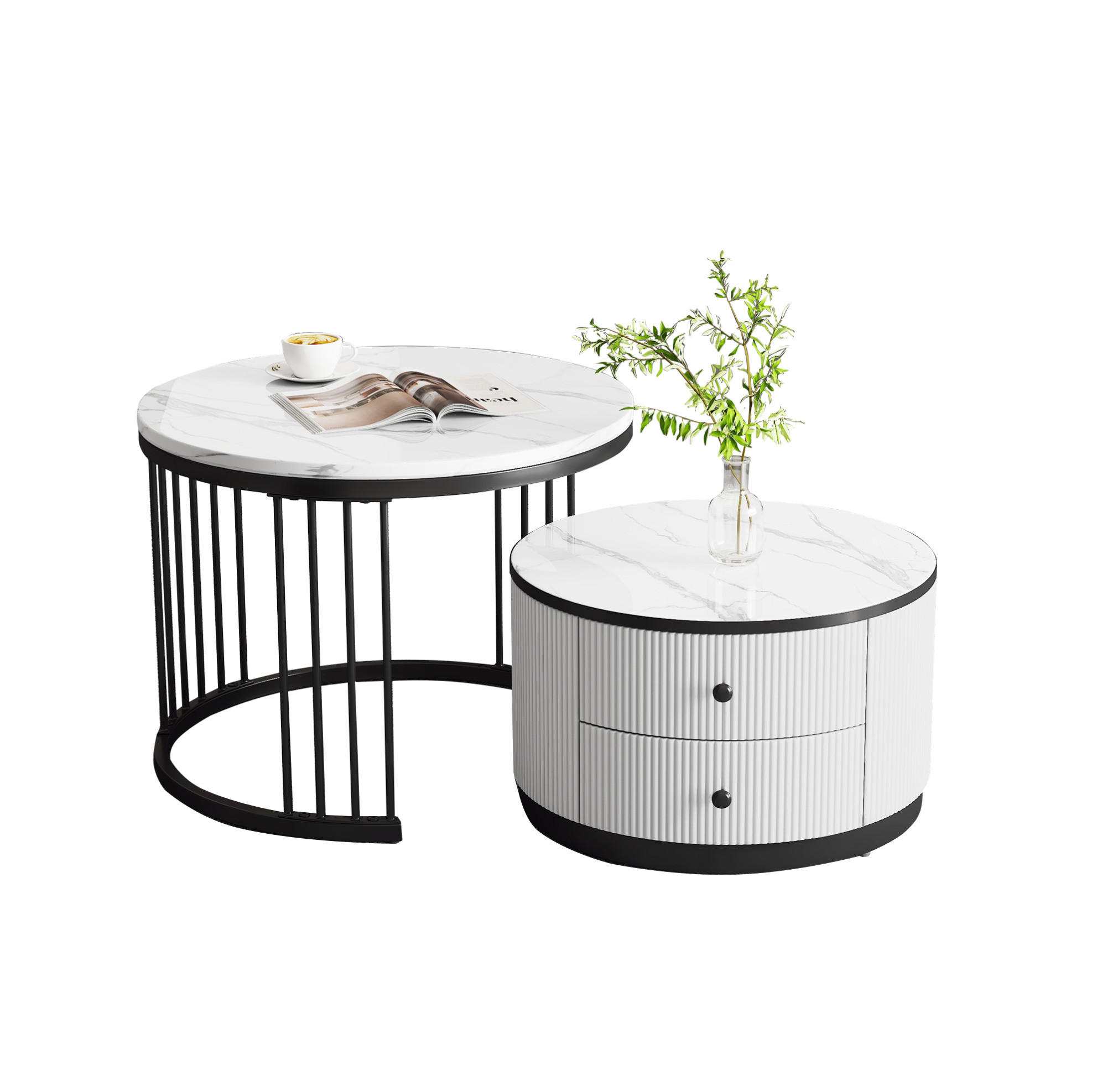 Ivmeu Couchtisch-Set Weiß 60x45x60 cm