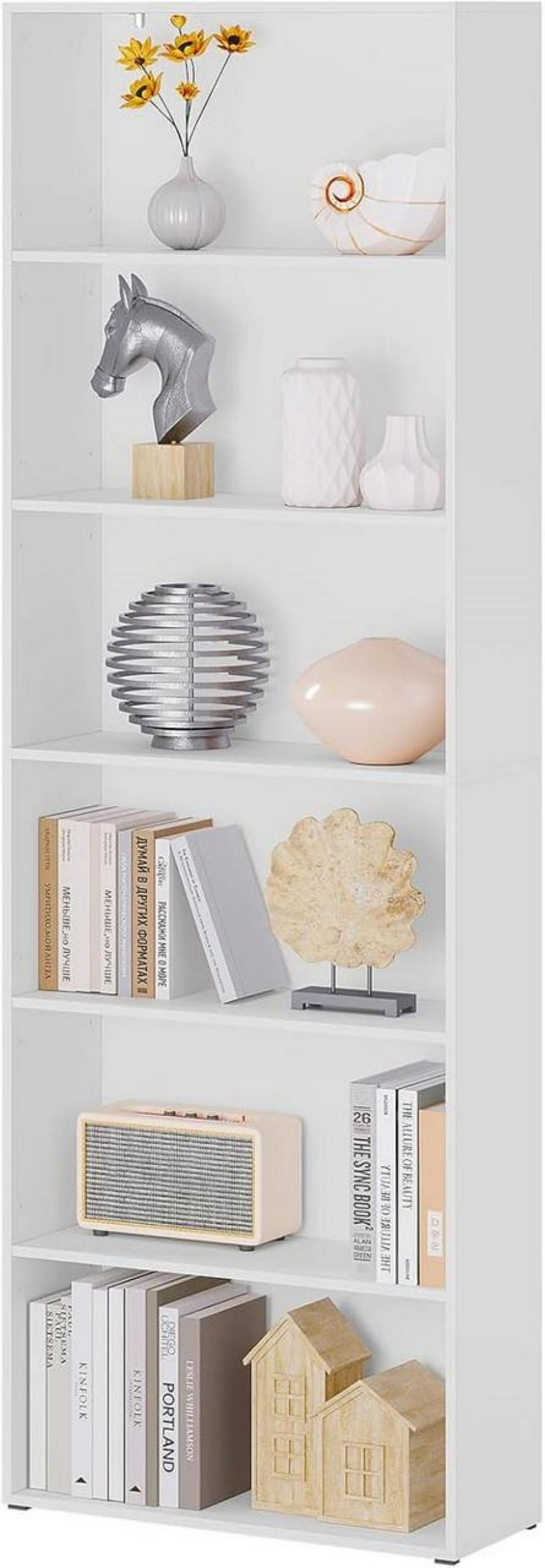 REGALE Bücherregal mit 6 verstellbaren Ebenen, Weiß - Weiß, Holzwerkstoff (60/180/23.5cm) - Woltu