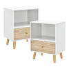 BEISTELLTISCH-SET 2 TLG. Sundsvall - Eichefarben/Weiß, Holz/Holzwerkstoff (30/40/54cm) - [en.casa]