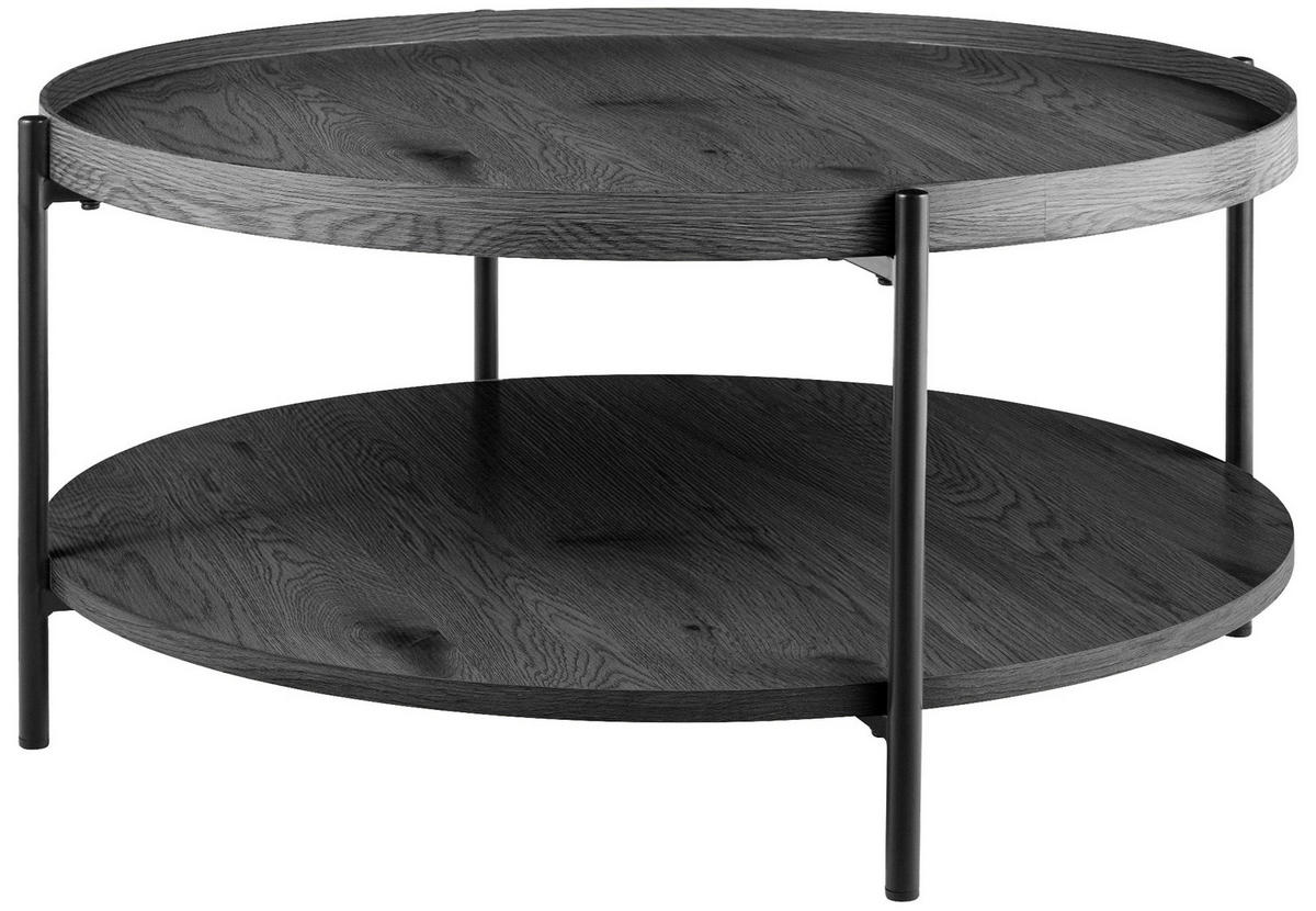 COUCHTISCH Honim Holz Grau Beistelltisch Rund - Grau, Holz (80/80/40cm) - DELUKE