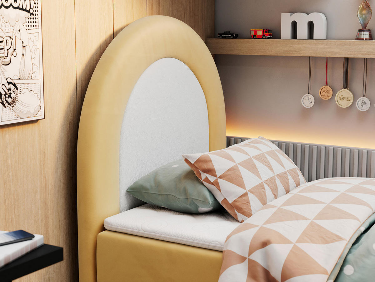 BOXBETT NEST 90/180 Gelb Velvet - H3 - Gelb, Holz/Textil (90/180cm) - MKS