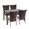 POLY-RATTAN GARNITUR Braun, Cremeweiß 5-teilig-Set - Braun/Weiß, Kunststoff - MCW