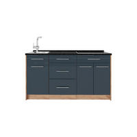 KUCHYNSKÝ BLOK Fame-Line, Tmavo modrá vysoký lesk, 150 cm, AP Antracit - tmavomodrá/dub medový, kompozitné drevo (150/82/60cm) - Vicco