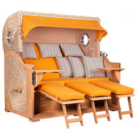 STRANDKORB XXL Baltikum mit Bullaugen - Gelb/Braun, Metall (170/170/95cm) - Mr. Deko