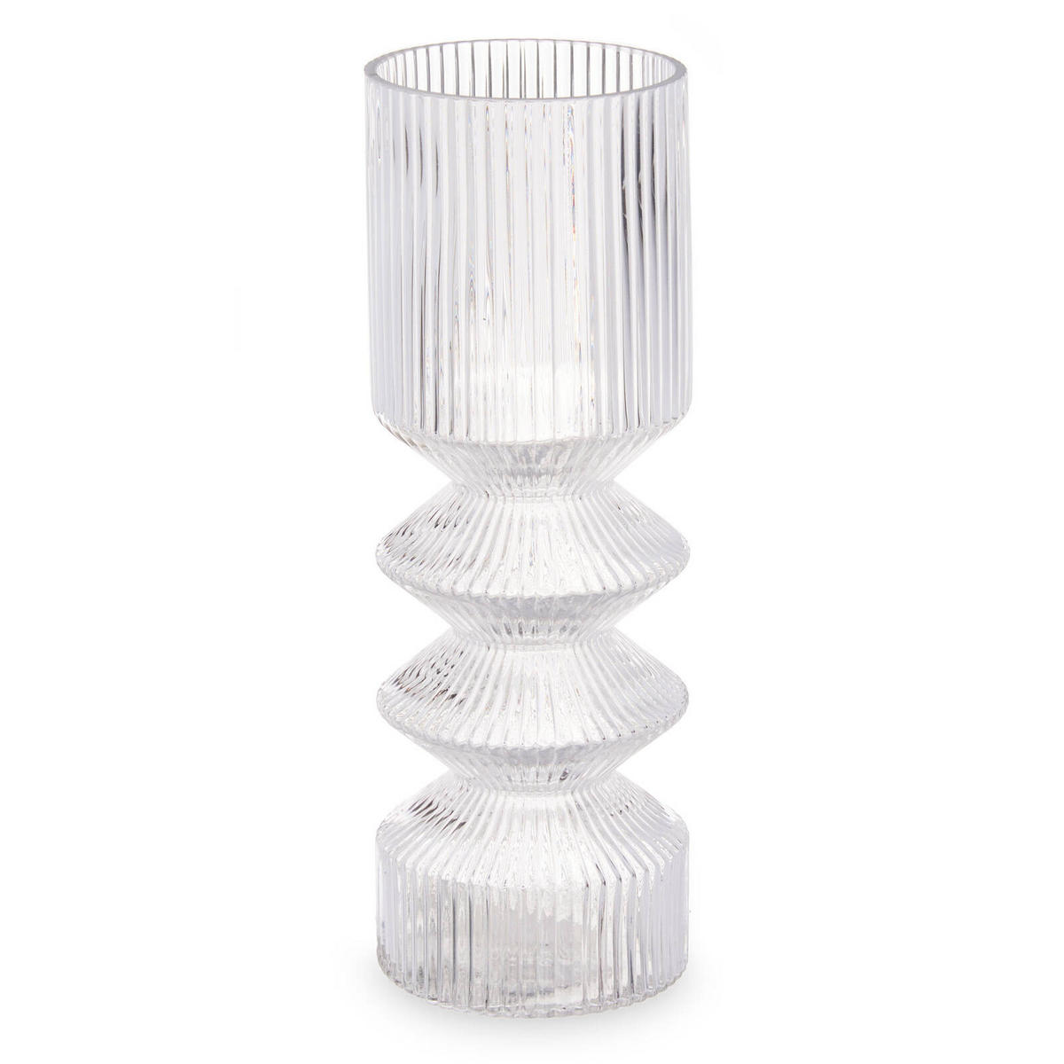 VASE Geriffeltes Glas 8/23 cm - Transparent, Glas (8/23cm) - Giftdecor