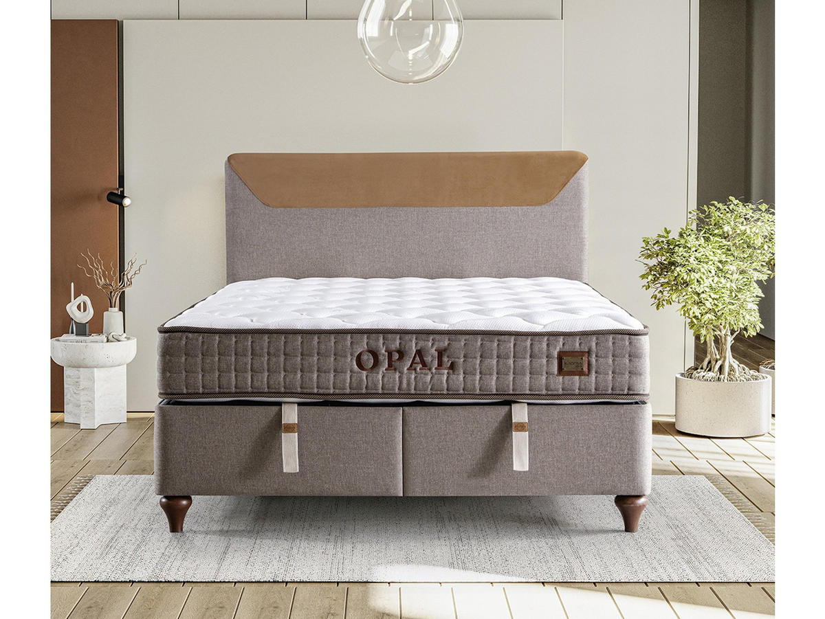 POLSTERBETT Opal Braun 140x200 Braun - Braun, Textil/Metall (140/200cm) - Villa Möbel
