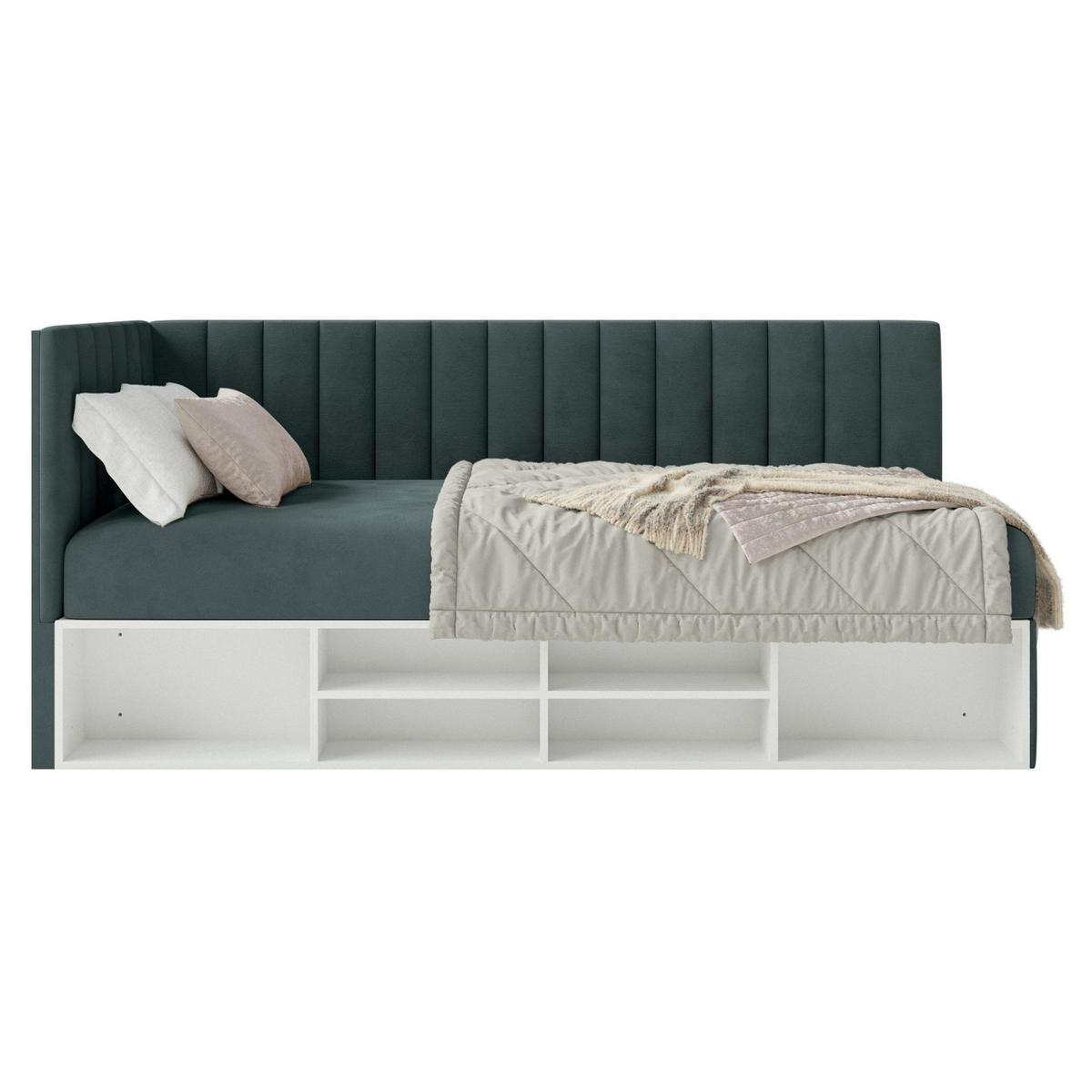 JUGENDBETT Ventrio Blaugrau Easy-Clean-Samtbezug 90x200 cm - Hellgrau, Kunststoff/Textil (90/200cm) - Selsey