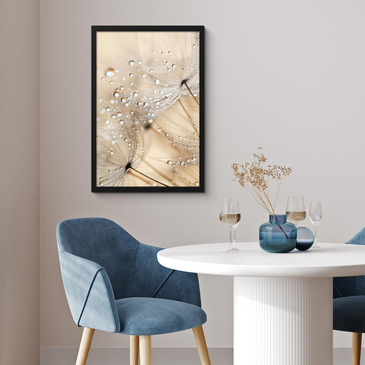 GERAHMTES BILD Löwenzahn - Abstrakt - Natur - Beige 40x60 cm - Braun, Papier (40/60cm) - MuchoWow