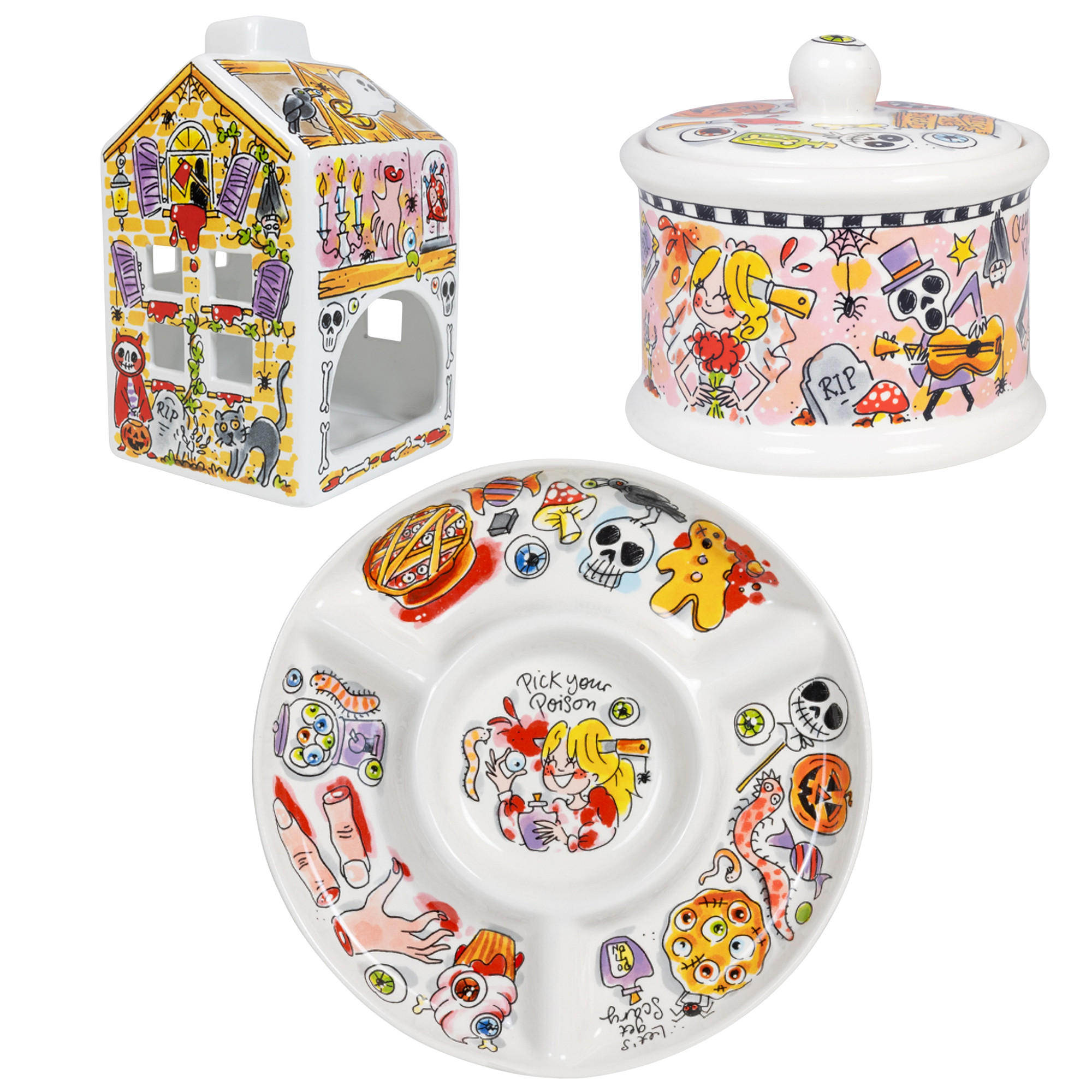 3-TLG. GESCHIRRSET Halloween in Bunt - Multicolor, Keramik (26/3.5/26cm) - Blond Amsterdam