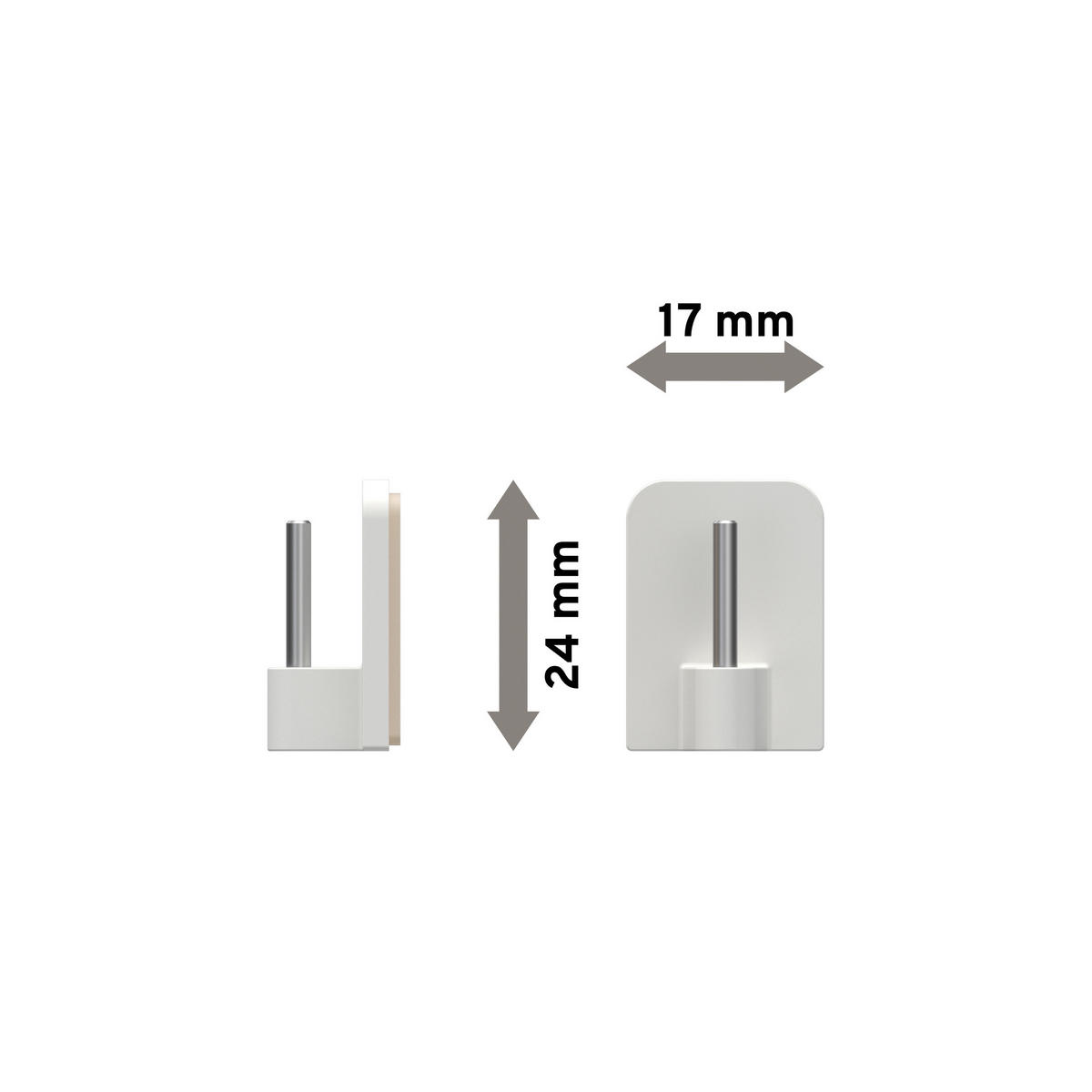 KLEBEHAKEN MIT METALLSTIFT für Vitragestangen, Weiß, Packung 4 Stück - Weiß, Kunststoff/Metall (1.7/2.4/1.2cm) - INTERDECO