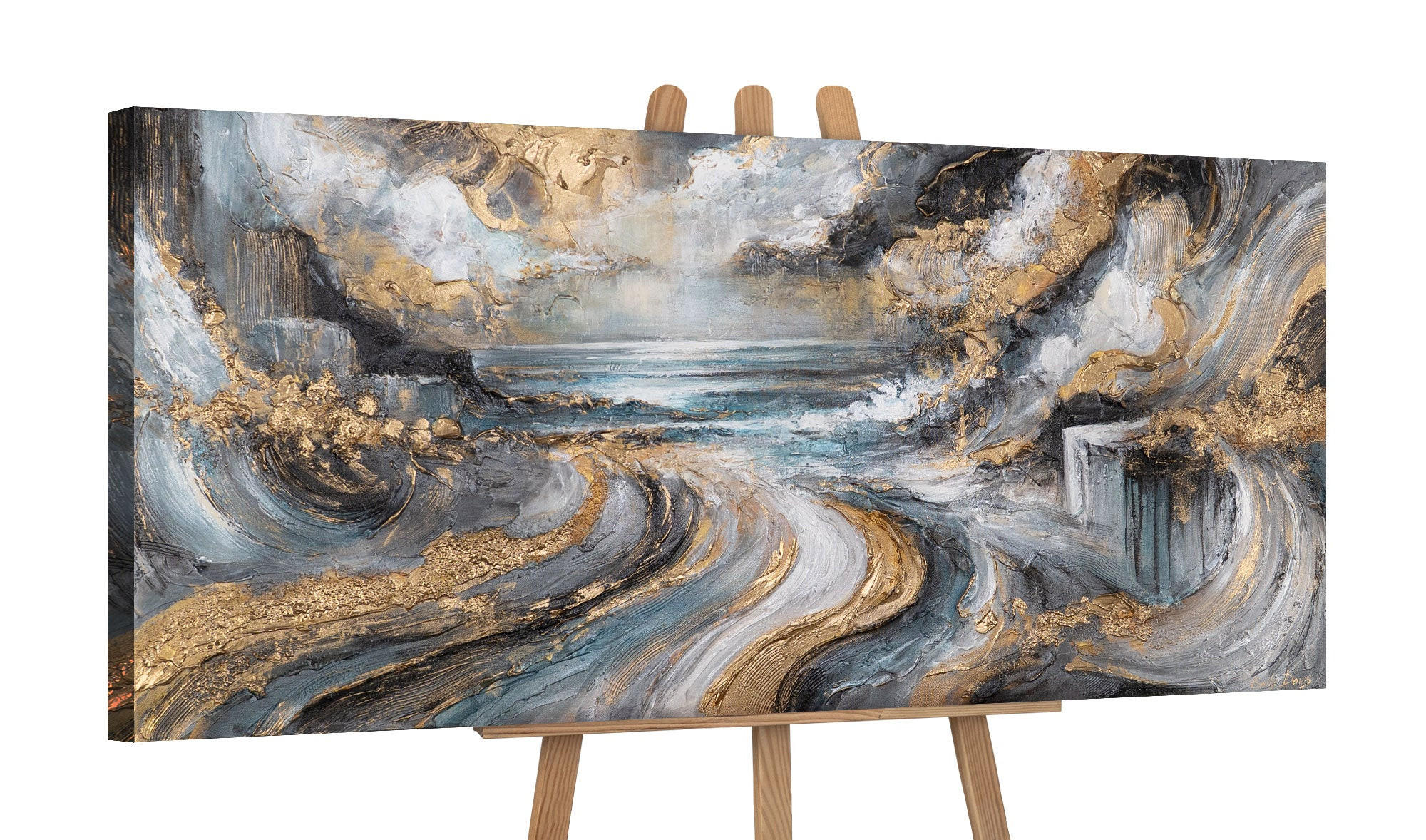 GEMÄLDE Gold der Winde auf Keilrahmen 115x50 cm - Multicolor, Holz (115/50cm) - YS-art gallery