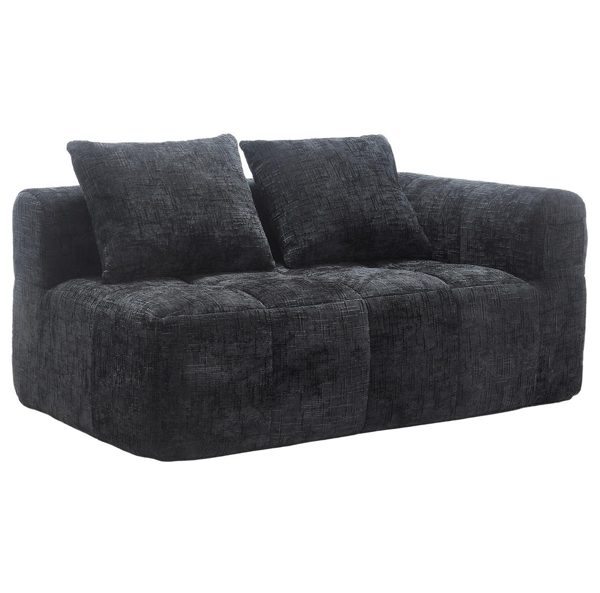 2-SITZER 158/90/60 cm Schwarz aus Chenille mit Seitentaschen - Schwarz, Textil (90/60/158cm) - OKMYHOME