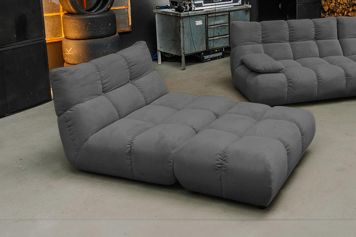 DREHSESSEL VIVIEN Anthrazit Cord Drehbar (360°) - Anthrazit/Schwarz, Kunststoff/Textil (112/85/108cm) - KAWOLA