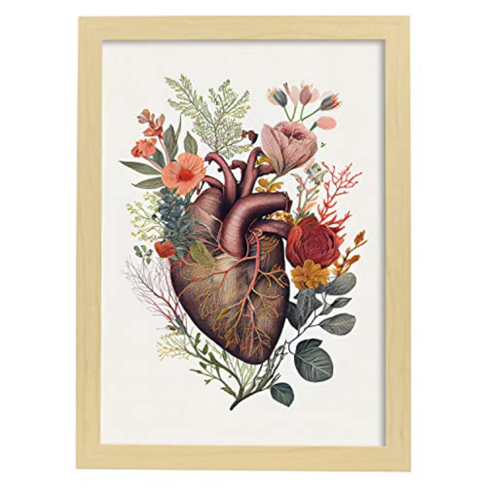 POSTER Anatomie Herz A3 Rahmen Aus Hellem Holz - Beige, Papier (29.7/5/42cm) - Nacnic
