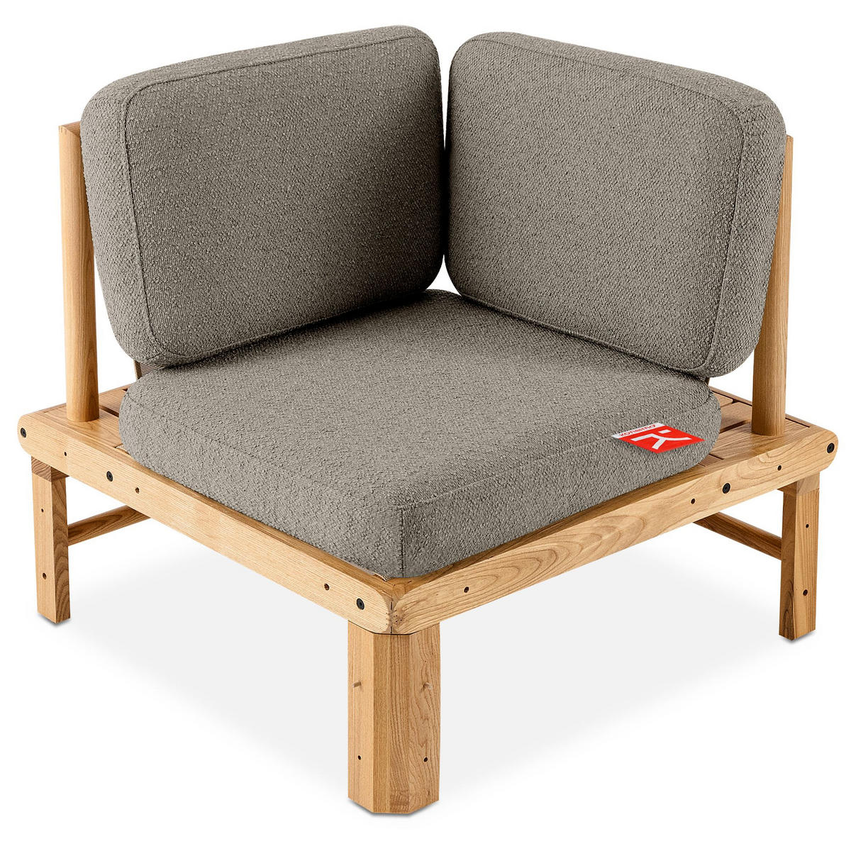 LOUNGESOFA ATREDA links - Grau, Holz/Textil (300/80/160cm) - KONSIMO®