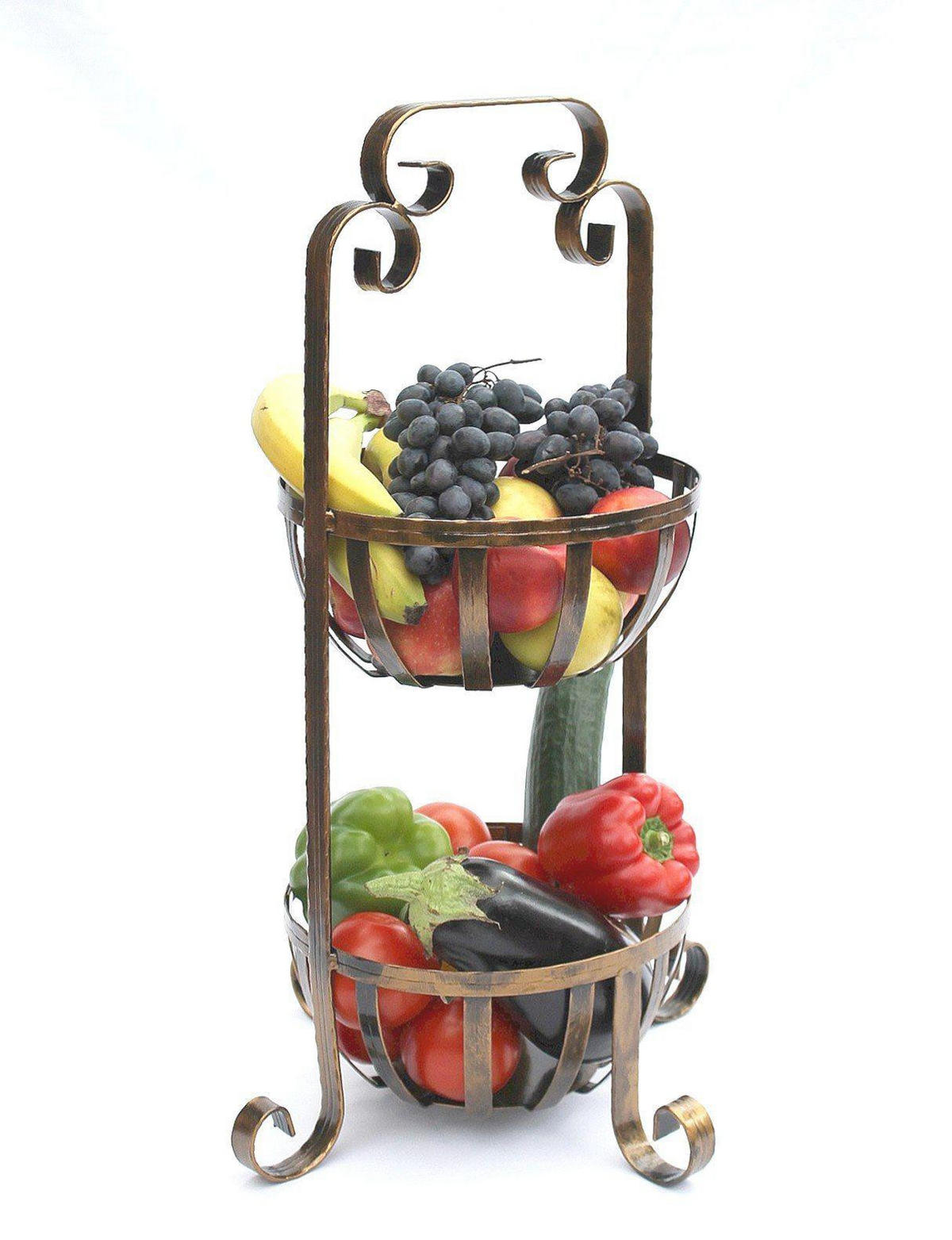 ETAGERE Obstkorb 10-320 mit 2 Körbe 62 cm - Braun, Metall (62cm) - DanDiBo