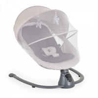 BABYWIPPE Zara hellgrau Moskitonetz, Fernbedienung, USB-Anschluss, 5-Punkt-Gurt, 12 Melodien - Grau, Metall - Cangaroo