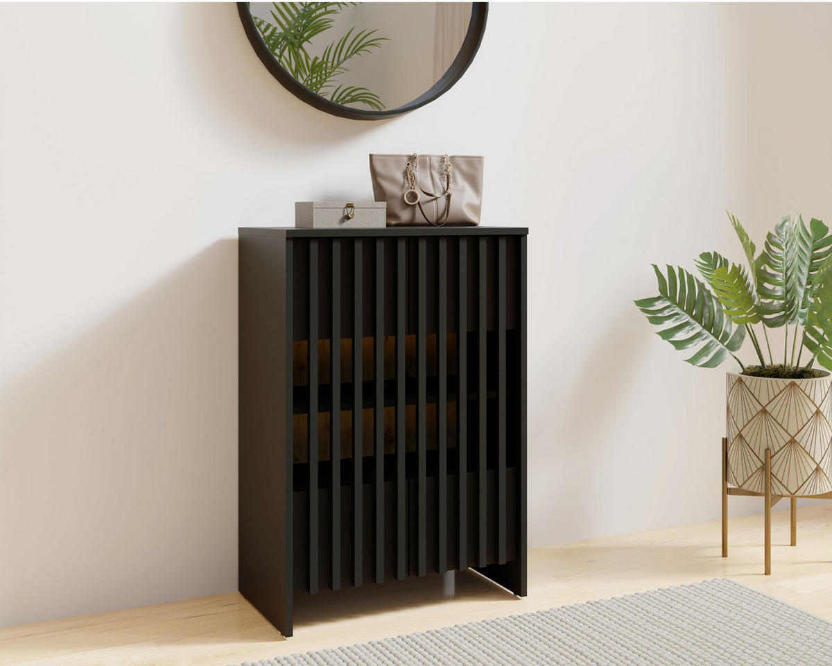 KOMMODE Onyx Schwarz 60/87/34 - Schwarz, Holzwerkstoff (60/87/34cm) - RAUMHIRSCH FURNITURE