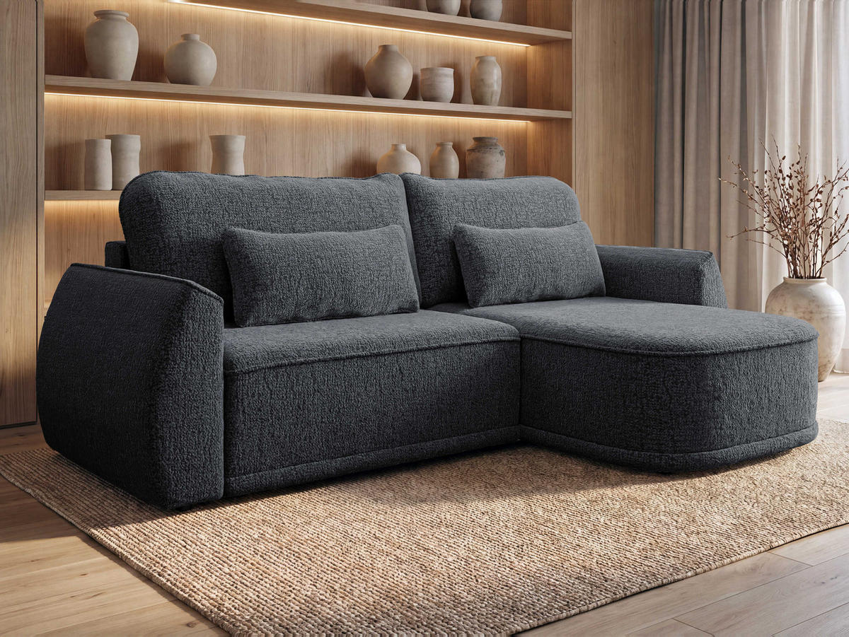 ECKSCHLAFSOFA Lorenzo - Schwarz/Graphitfarben, Holz/Kunststoff (260/165cm) - MIRJAN24