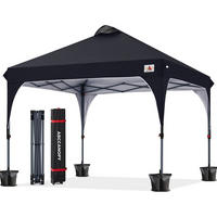 GARTENPAVILLON 3x3M wasserdicht Pop-Up Sonnenschutz Schwarz - Schwarz, Textil (304.8/268.2/304.8cm)