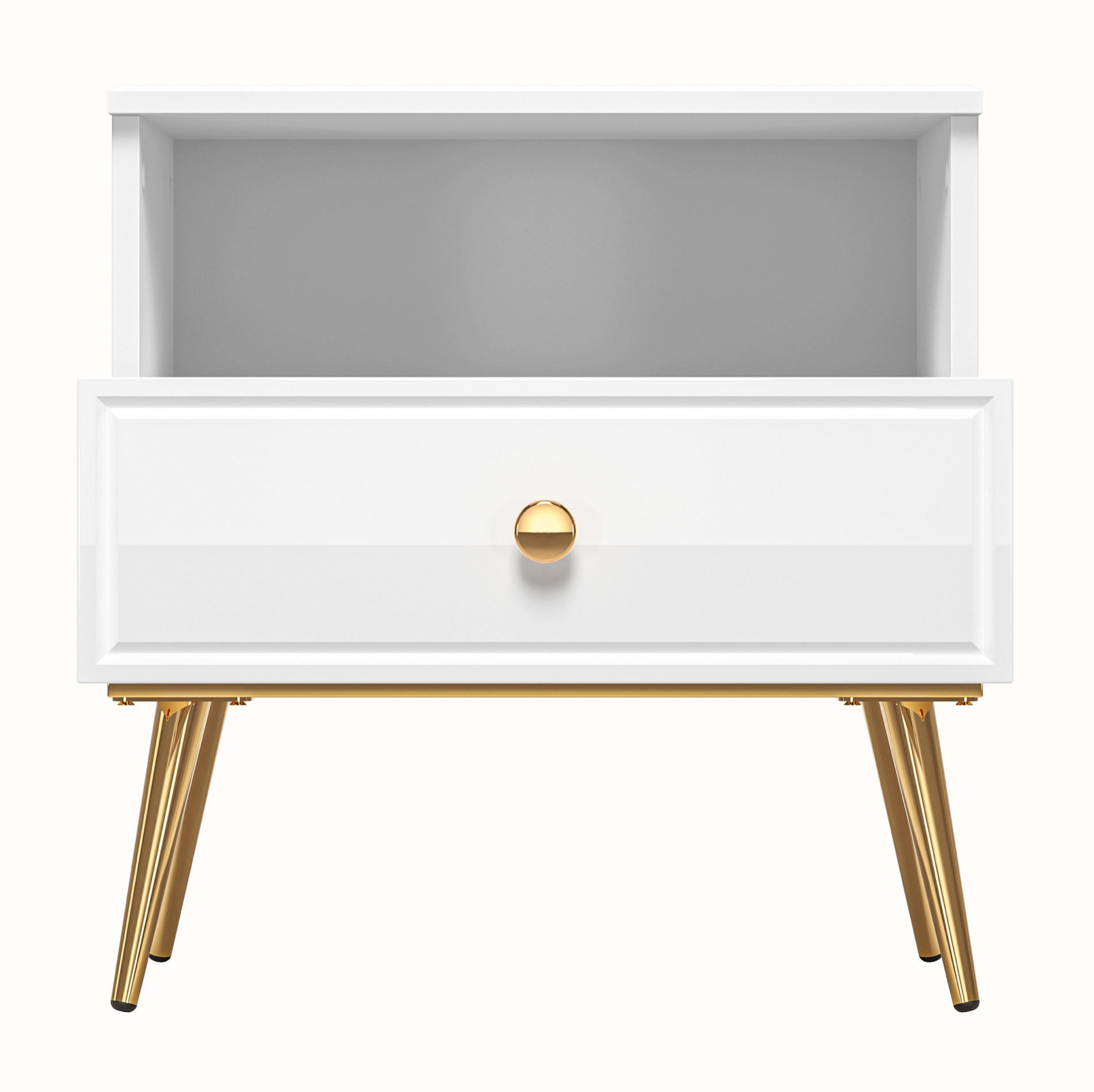 NACHTTISCH Darrby Weiß 50 cm - Goldfarben/Weiß, Holzwerkstoff/Metall (50/53/33.7cm) - Selsey