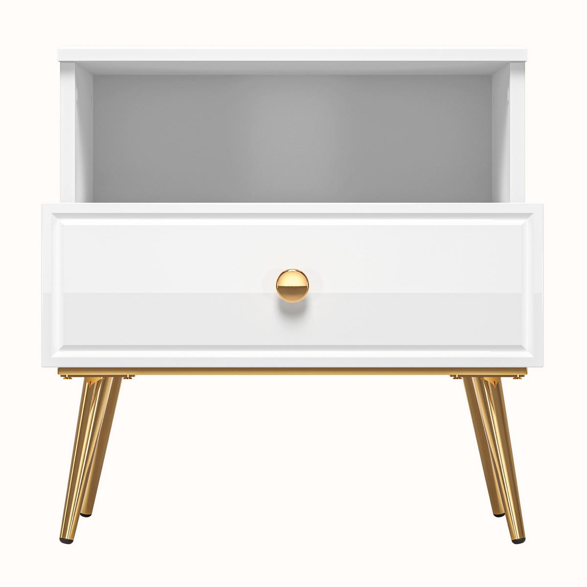 NACHTTISCH Darrby Weiß 50 cm - Goldfarben/Weiß, Holzwerkstoff/Metall (50/53/33.7cm) - Selsey