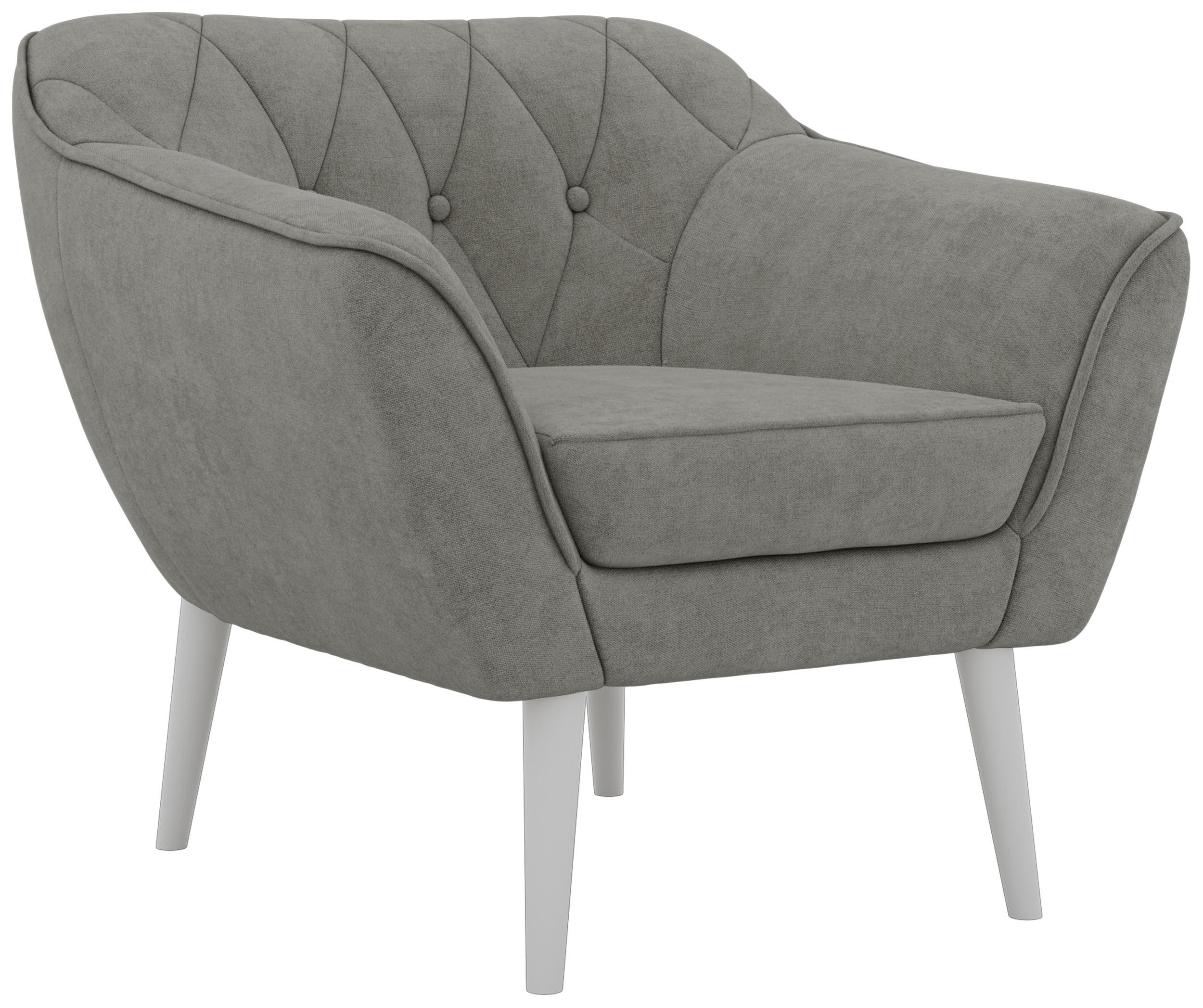 KRESLO PIRS - Sivá Štruktúrovaná látka - Biele nohy - sivá/biela, kompozitné drevo/textil (80/75/74cm) - MKS