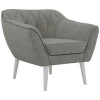 KRESLO PIRS - Sivá Štruktúrovaná látka - Biele nohy - sivá/biela, kompozitné drevo/textil (80/75/74cm) - MKS