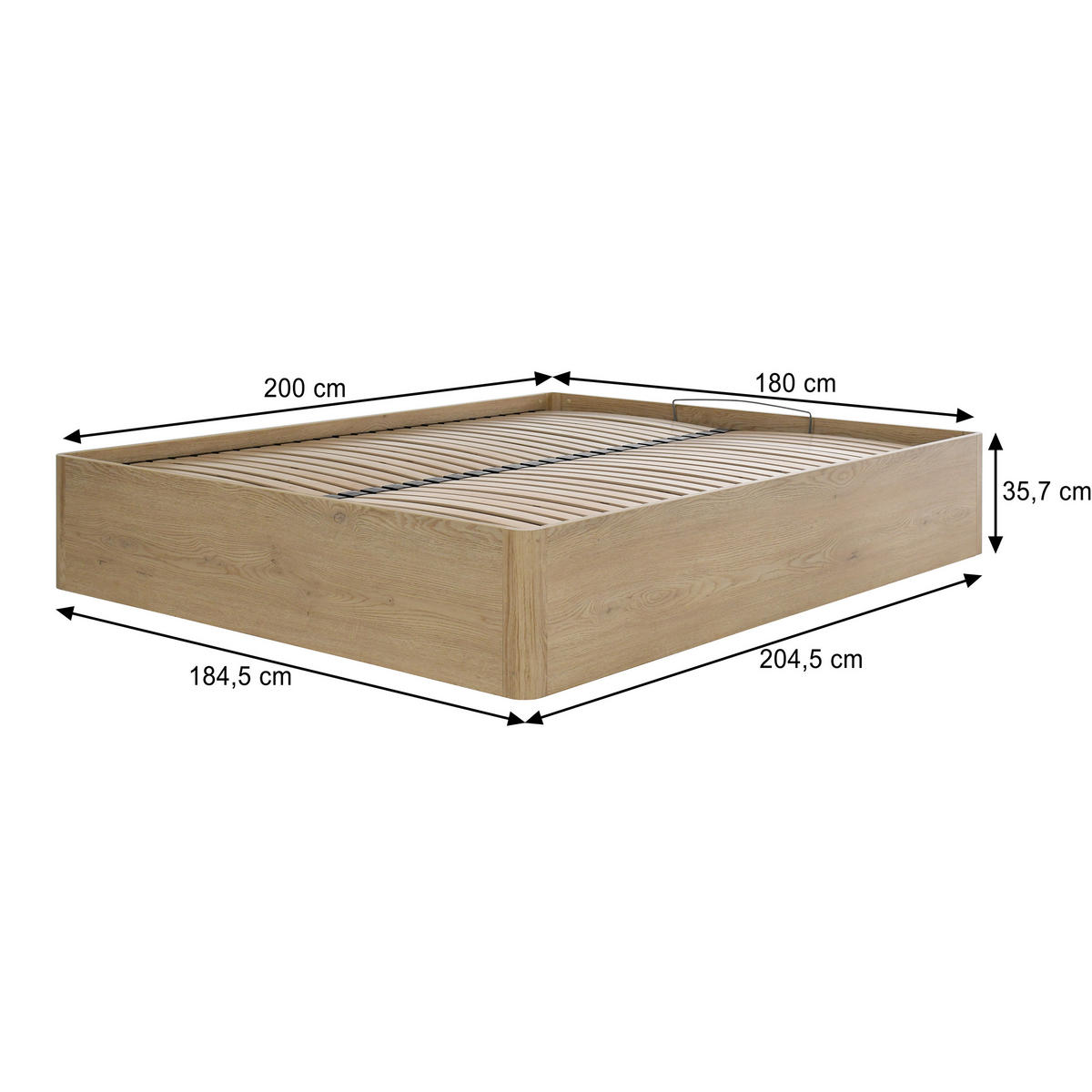 BETT Sara mit Bettkasten und Taschenfedernmatratze 26 cm, 180x200, Cremona Eiche - Eichefarben, Holzwerkstoff (180/200cm) - Beautysofa