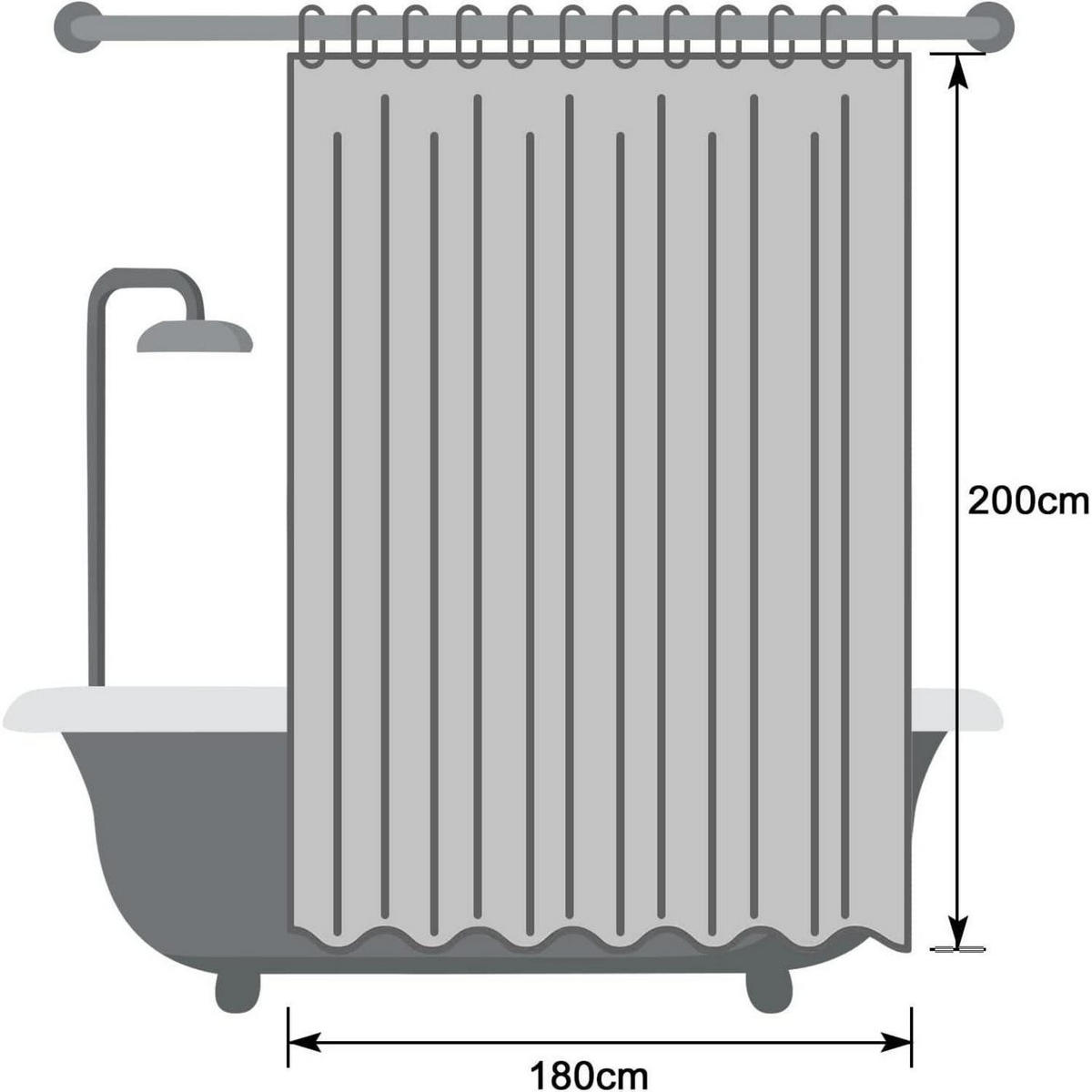 DUSCHVORHANG Transparent 180 x 200 cm mit Magneten Wasserdicht - Transparent, Kunststoff (180/200cm)