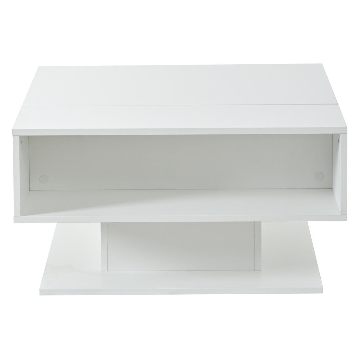 KONFERENČNÍ stolek 80/75/40 cm bílý z dřevotřísky se zdvižnou deskou a LED osvětlením - bílá, kompozitní dřevo (80/75/40cm) - OKWISH