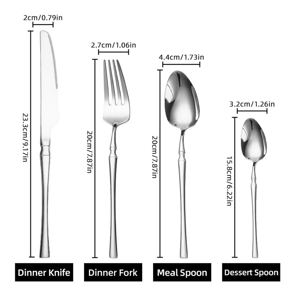 BESTECK-SET, 24-teilig, Edelstahl, 6 Pers., ergonomisch - Silberfarben, Metall