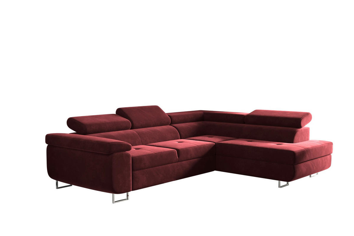 ECKSOFA mit Schlaffunktion und Bettkasten ATOM Rot Rechts - Rot, Holz/Textil (275/202cm) - Kaiser Möbel
