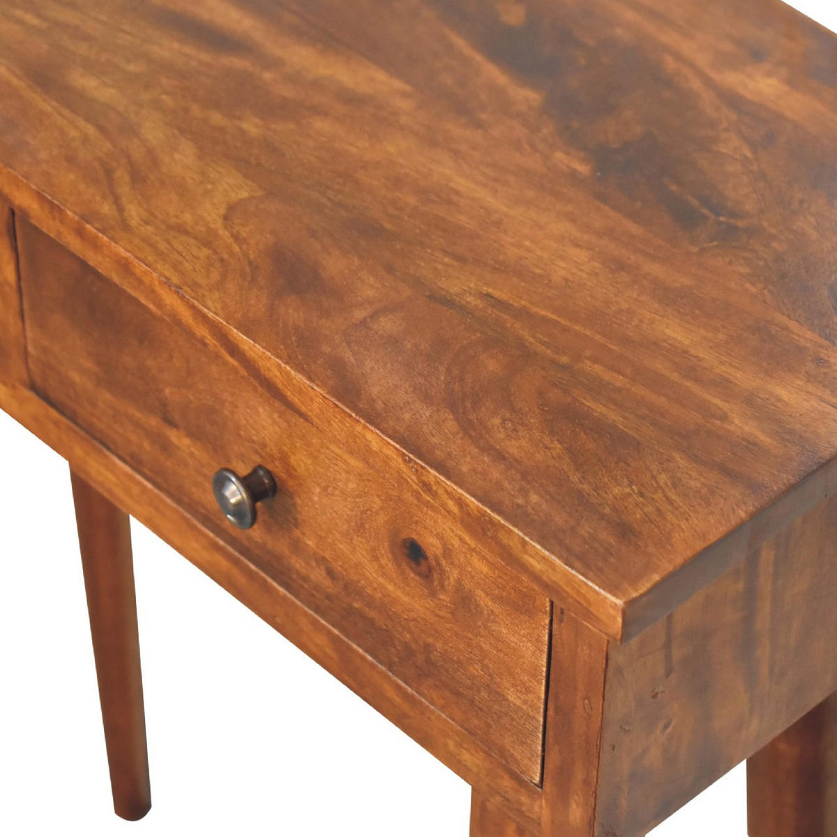 MINI Flurkonsole im Kastanienholz-Finish mit 2 Schubladen - Messingfarben/Braun, Holz/Metall (30/70/78cm) - Artisan Furniture