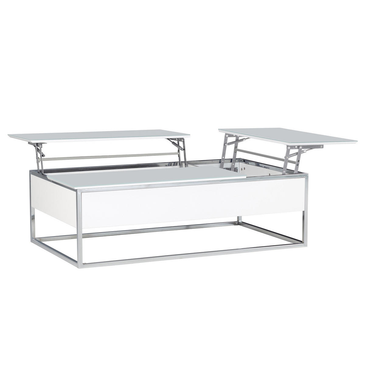 COUCHTISCH - Glas - Weiß / Chrom - Chromfarben/Weiß, Glas/Holzwerkstoff (80/130/40cm) - home24
