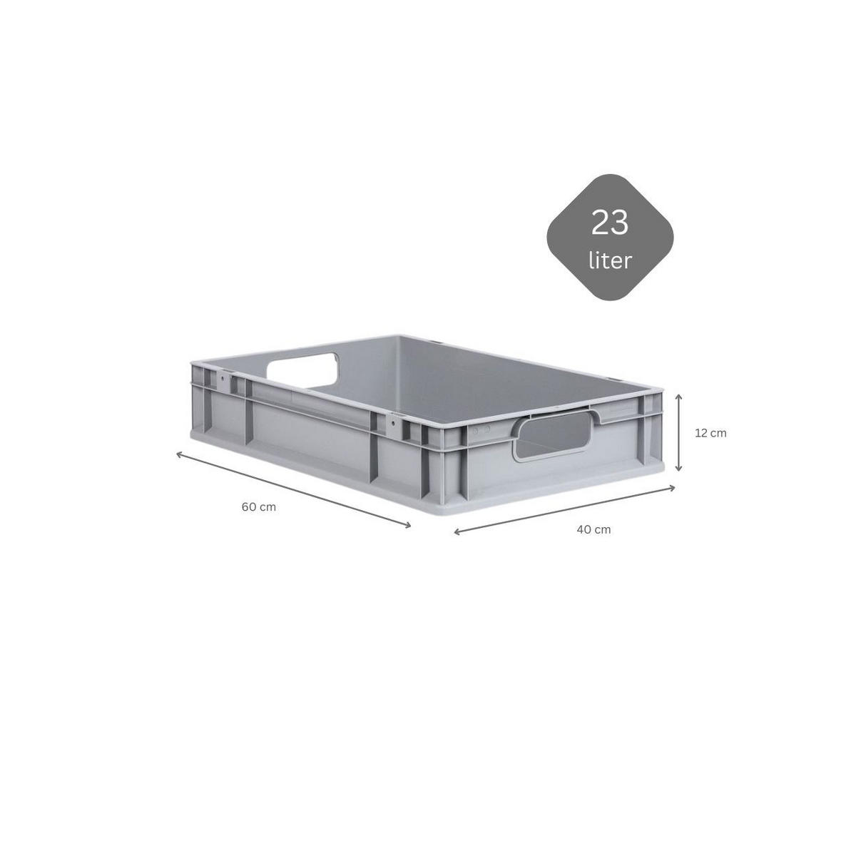EUROBOX 8x Nextgen Economy Mit Scharnierdeckel Grau/Schwarz Griffe Offen 23 Liter - Schwarz, Kunststoff (40/12/60cm) - PROREGAL