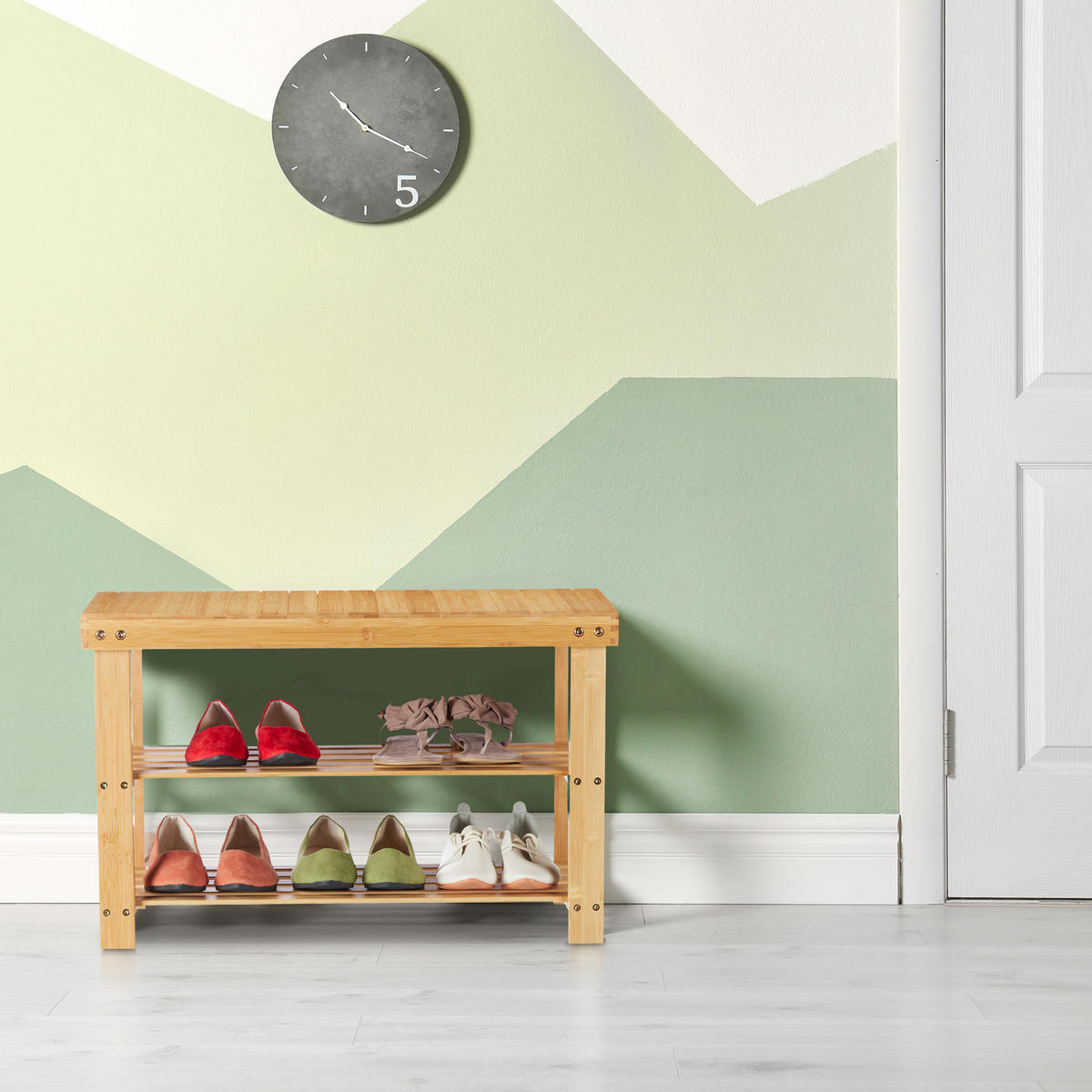 SCHUHREGAL - Hellbraun, Holz (70/45/28cm) - Relaxdays