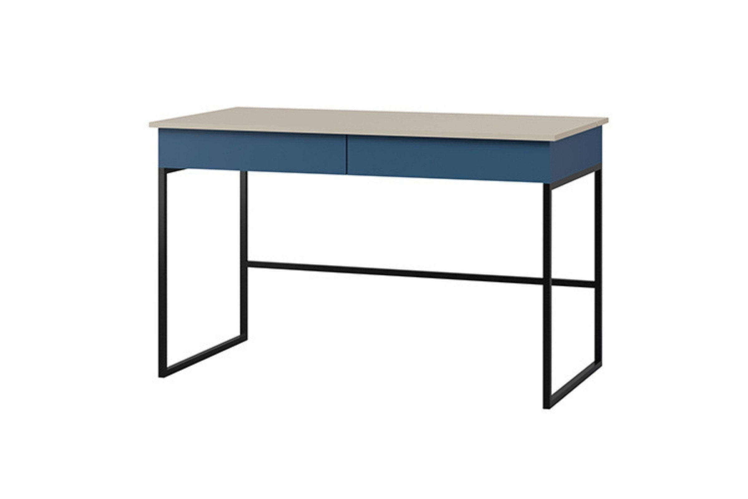 SCHREIBTISCH LIMA 10 125/76/60 cm in Kaschmir/Meeresblau - Kaschmir/Blau, Holzwerkstoff (125/76/60cm) - Deine Möbel 24