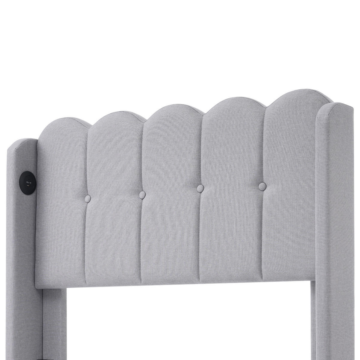 POLSTERBETT 90/200 cm in Grau mit USB, Type-C und Lattenrost Leinen Design - Naturfarben/Grau, Holzwerkstoff/Textil (90/200cm) - STILVORA